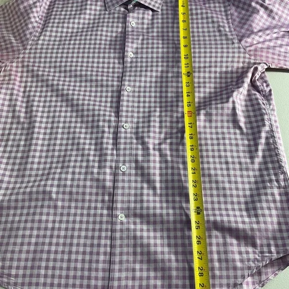 Bugatchi Dress Shirt Men’s Size L Purple Check Flip Turn Contrast Cuff - Picture 7 of 12